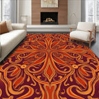 Intricate Floral Vines Red Orange Rug