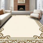 Elegant Scrollwork Floral Border Pattern Rug