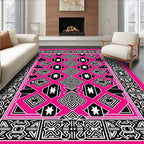 Bold Geometric Pattern With Pink Background Rug