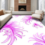 Pink Floral Scrollwork Pattern Design Rug