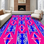 Bold Blue White Tribal Pattern Rug