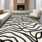 Abstract Black Wave Pattern Rug