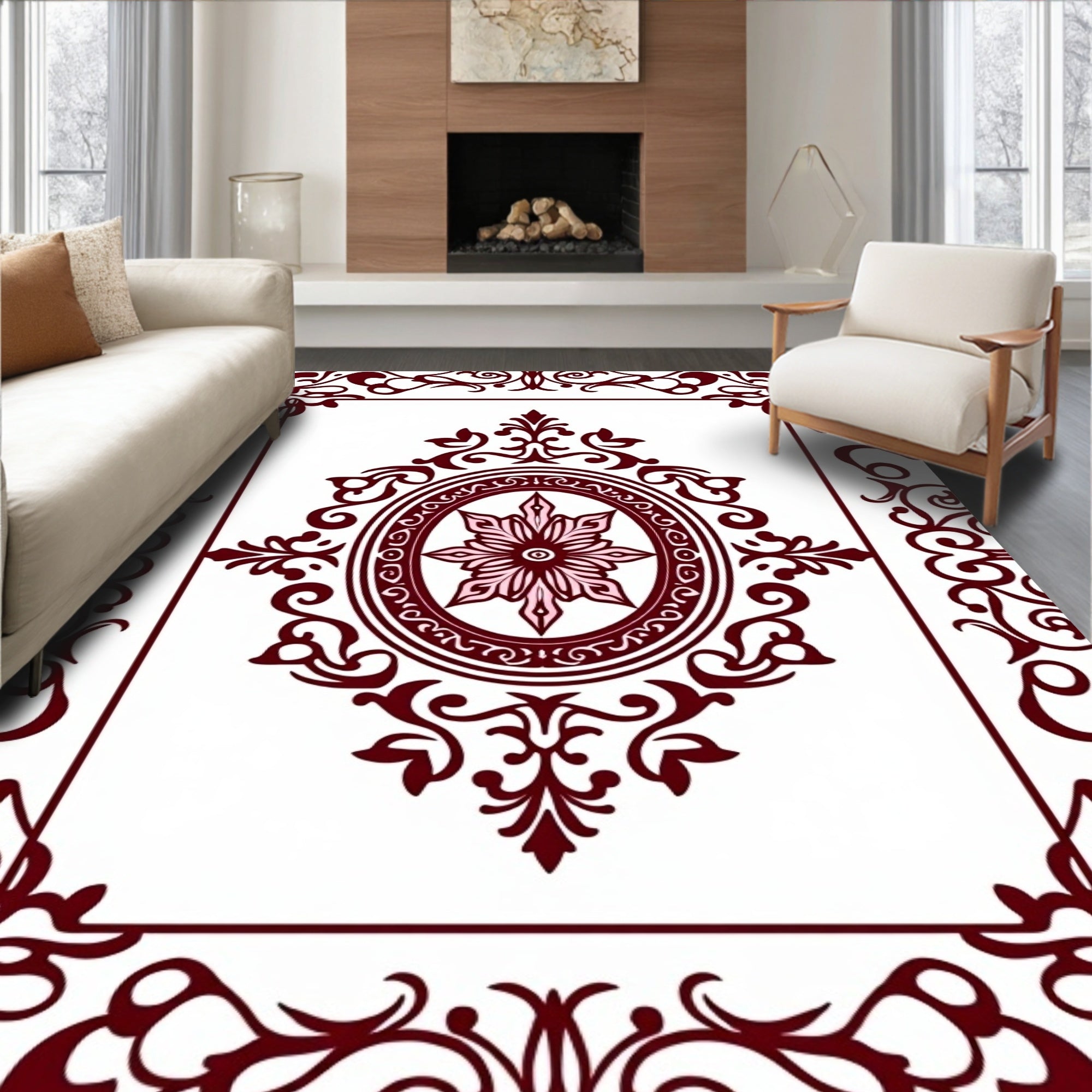 Elegant Floral Oval Medallion Designer Rug