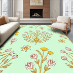 Delicate Gold Floral Swirls Rug