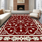 Ornate Cream Floral Vine Pattern Rug