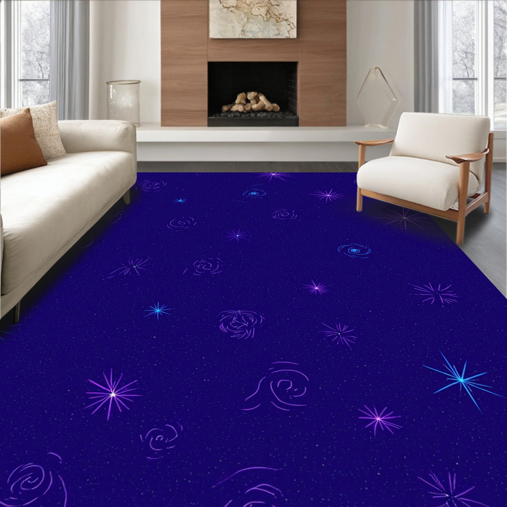 Cosmic Swirls Starbursts Pattern Rug