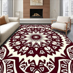 Intricate Maroon Floral Mandala Design Rug