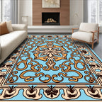 Orange Golden Floral Ornament Rug