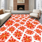 Red Floral Patterned Vibrant Design Rug