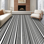 Modern Black White Stripe Pattern Rug