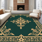 Elegant Gold Floral Border Design Rug