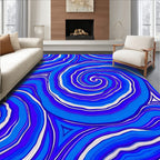 Vibrant Blue Swirl Marbled Pattern Rug