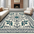 Elegant Floral Scroll Work Design Rug