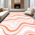Coral Cream Wavy Striped Design Rug