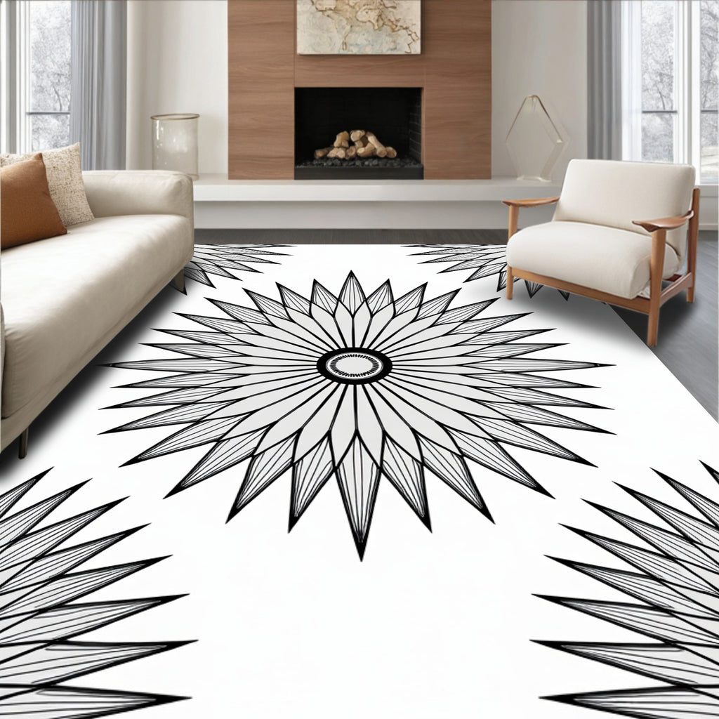 Radial Sunburst Geometric Design Rug