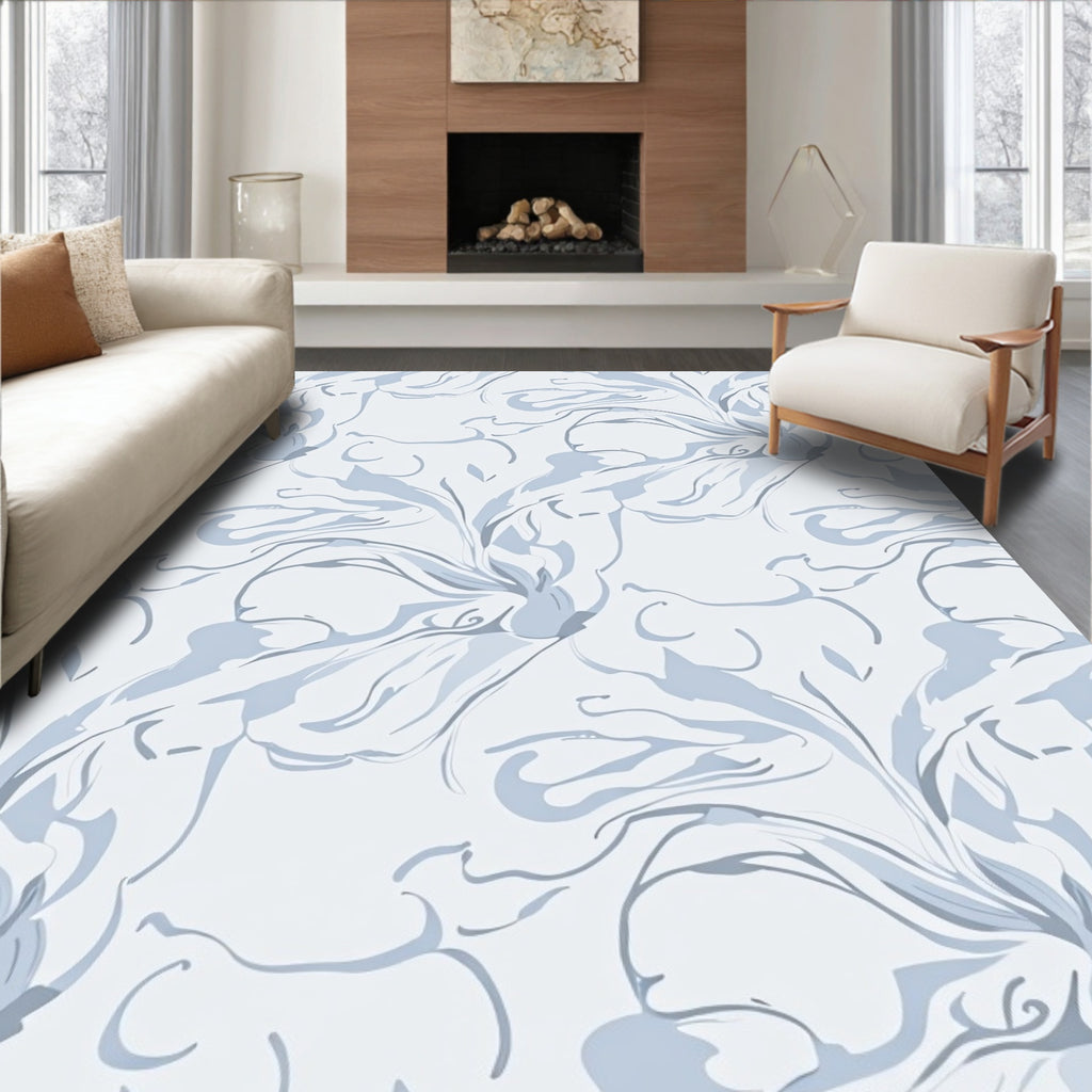 Abstract Floral Swirl Pattern Rug