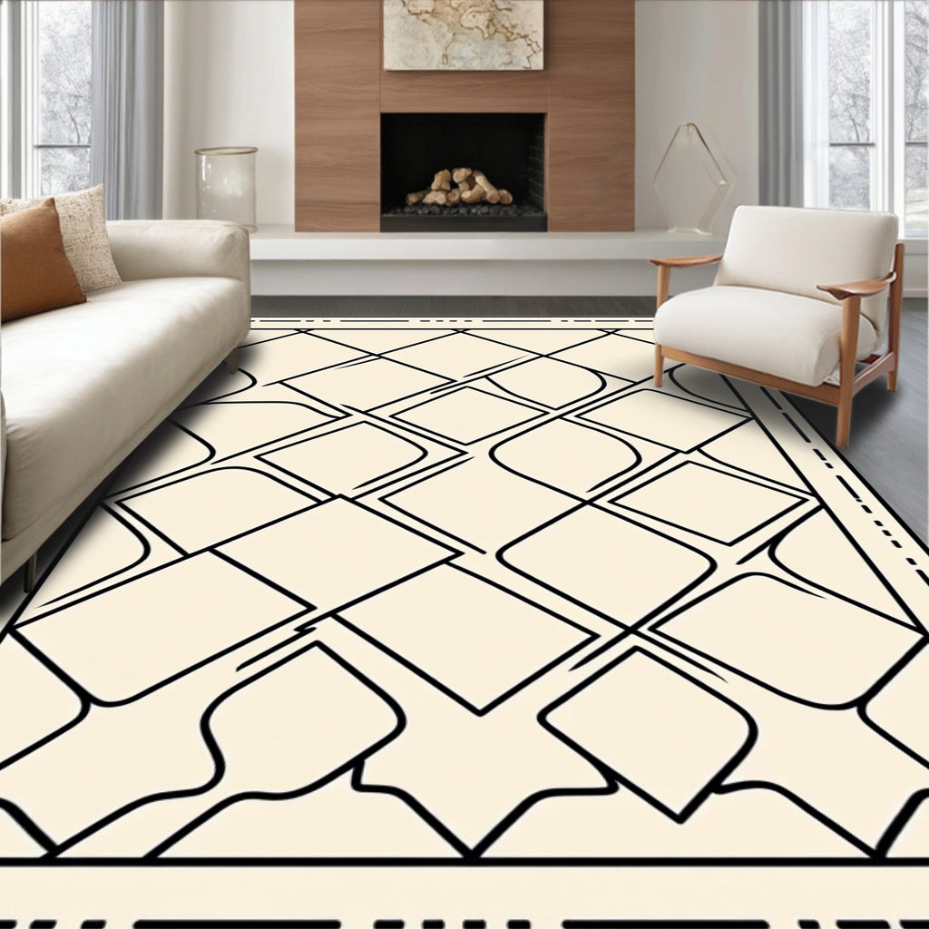 Abstract Diamond Lattice Curved Pattern Rug