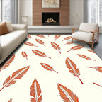 Rustic Orange Feather Pattern Rug