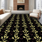 Yellow Botanical Vine Lattice Pattern Rug