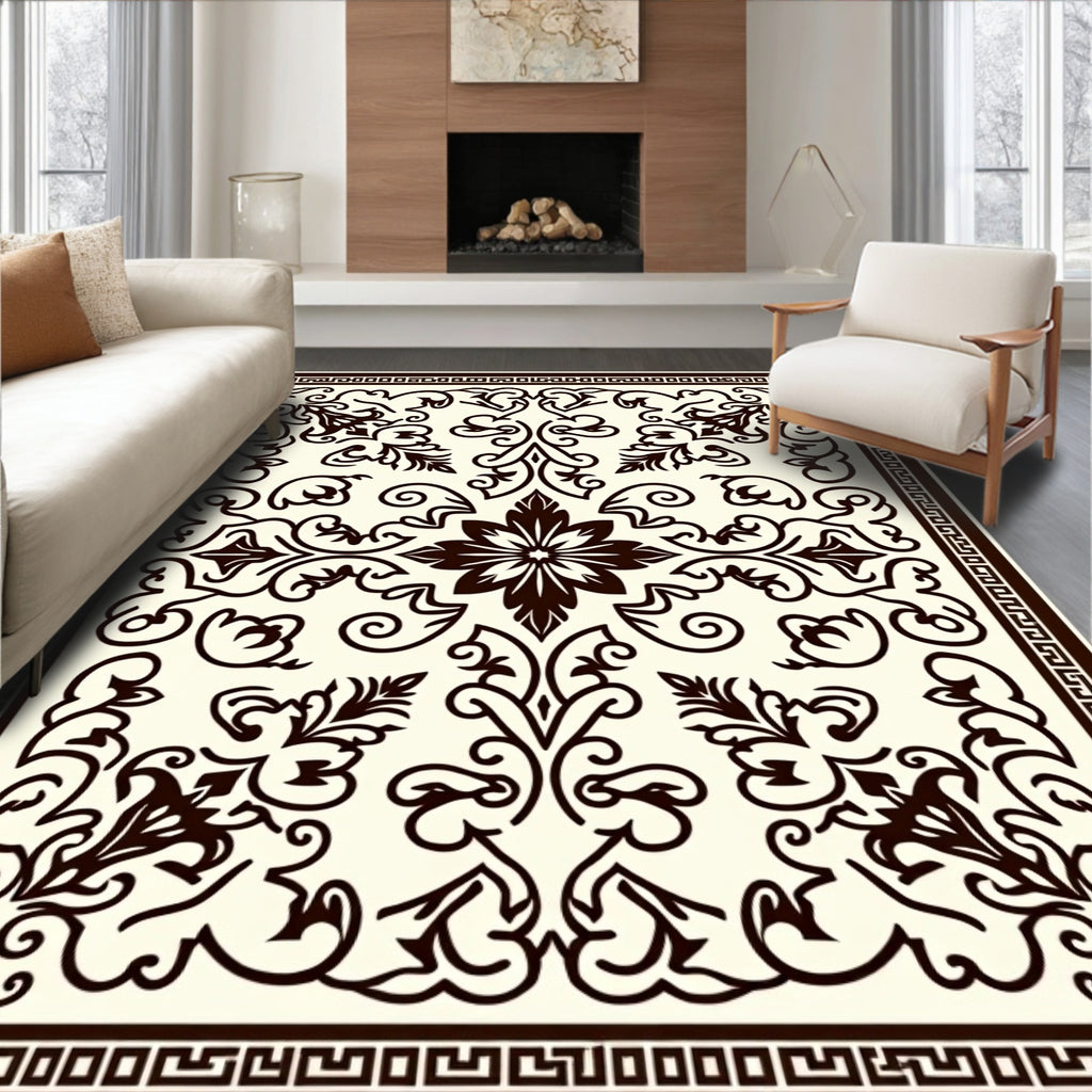 Ornate Floral Swirls Dark Design Rug