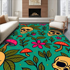 Whimsical Skull Mushroom Pattern Rug