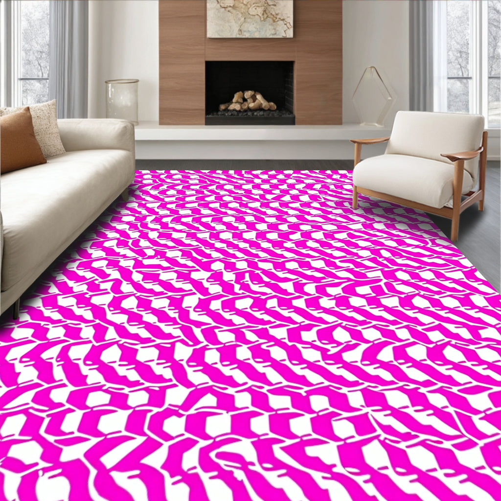 Pink Wavy Abstract Pattern Rug