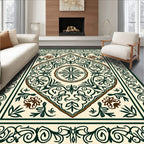 Classic Ivory Green Floral Scroll Rug