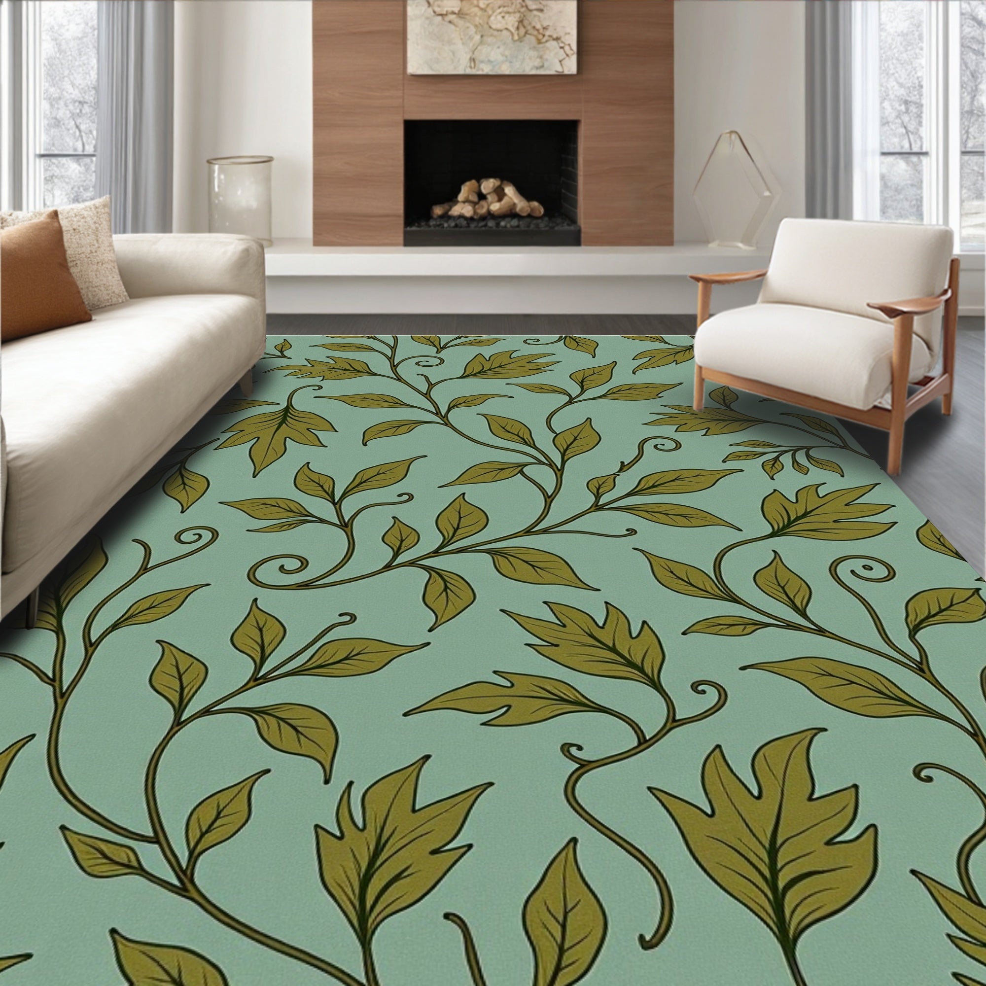 Vintage Leaf Vine Pattern Rug