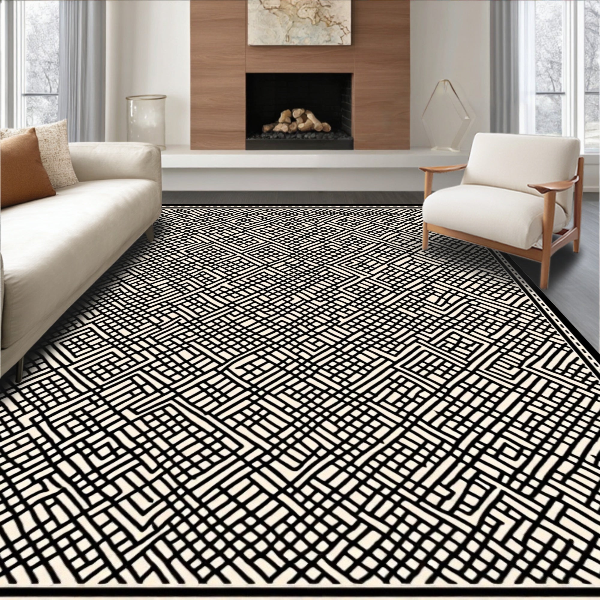 Abstract Lines Geometric Pattern Rug
