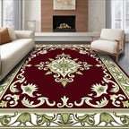 Regal Dark Red Floral Medallion Rug