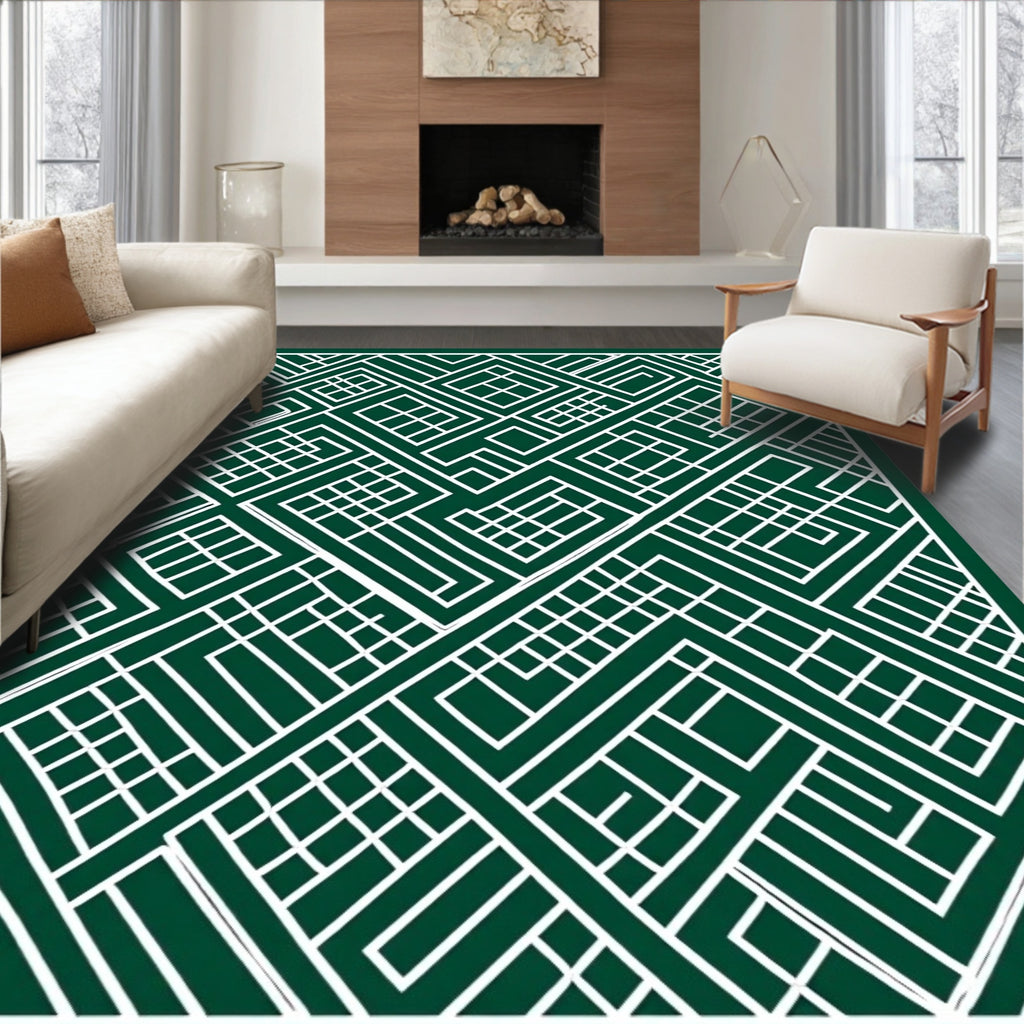 Geometric Maze Pattern Art Rug