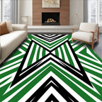 Striking Geometric Black Green Pattern Rug