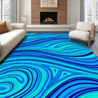Abstract Blue Green Swirls Rug