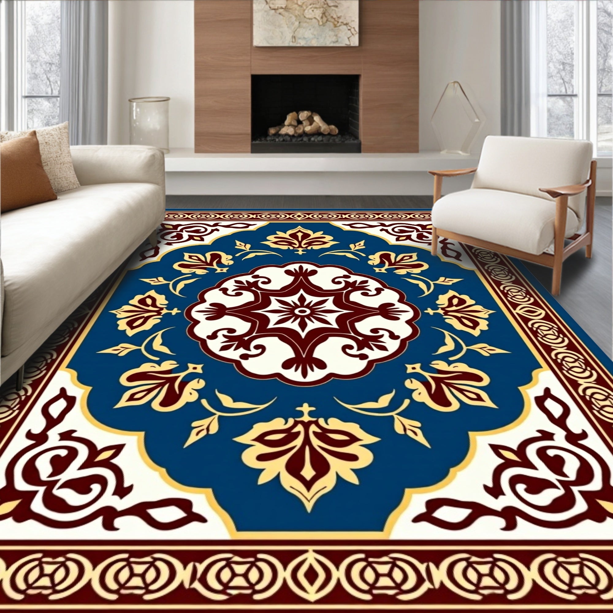 Intricate Floral Medallion Pattern Rug