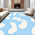 Abstract Blue White Organic Flow Rug