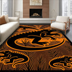 Orange Lizard Tropical Landscape Rug