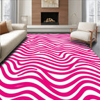 Bold Pink Wavy Stripe Design Rug