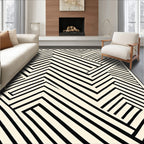 Abstract Black White Geometric Pattern Rug