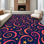 Whimsical Swirls Stars Pattern Rug