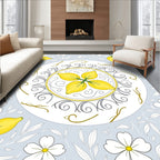 Yellow Citrus Floral Medallion Rug