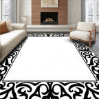 Ornate Black Scroll Border Rug