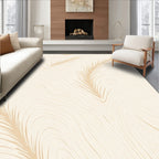 Abstract Cream Feather Lines Rug