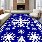Bold Blue Snowflake Winter Collection Rug