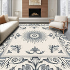 Ornate Floral Sunburst Tile Pattern Rug