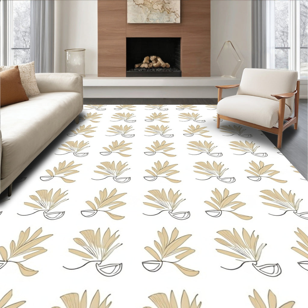 Minimalist Plant Line Art Pattern Rug