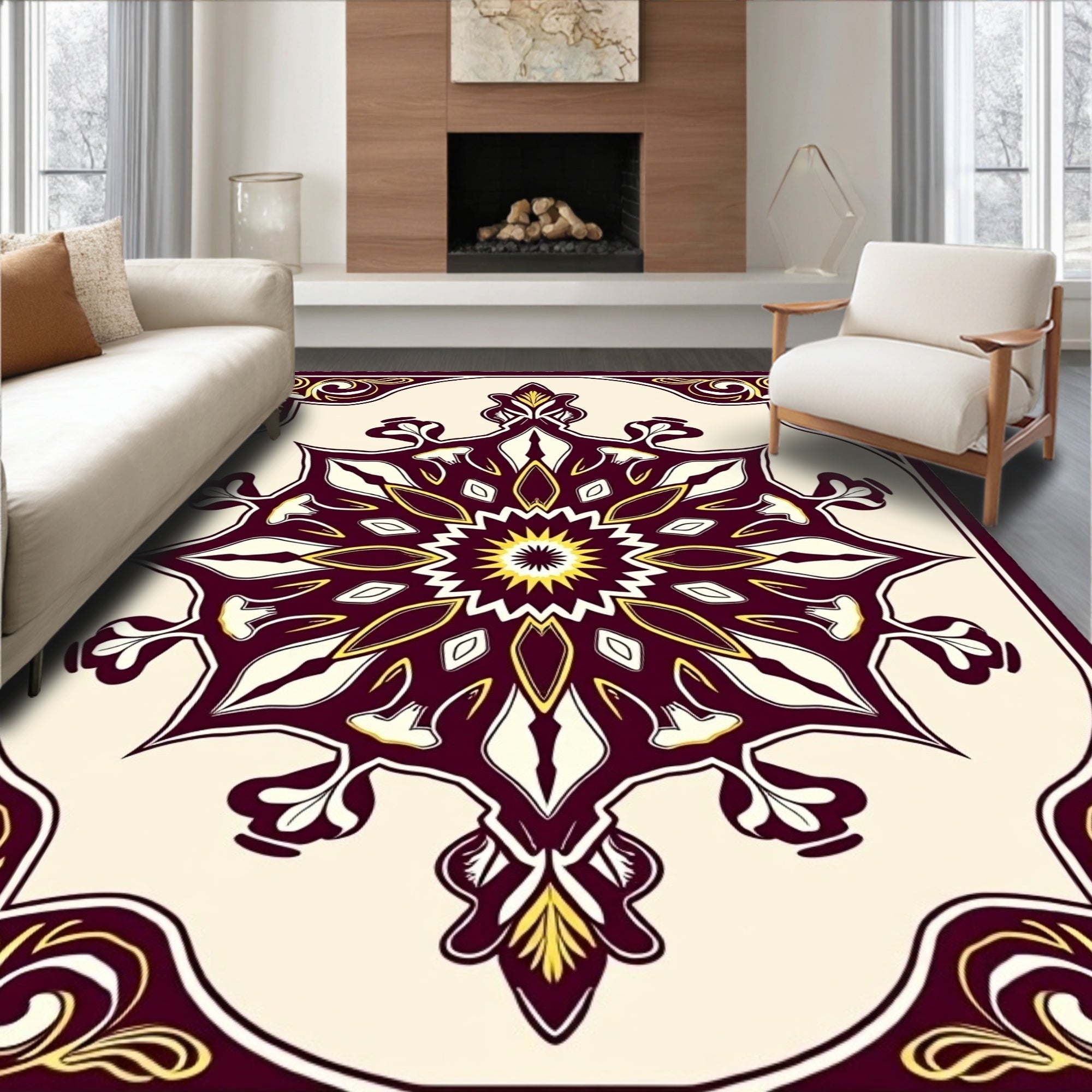 Grand Mandala Floral Pattern Rug