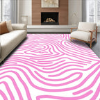 Abstract Pink Wavy Lines Rug