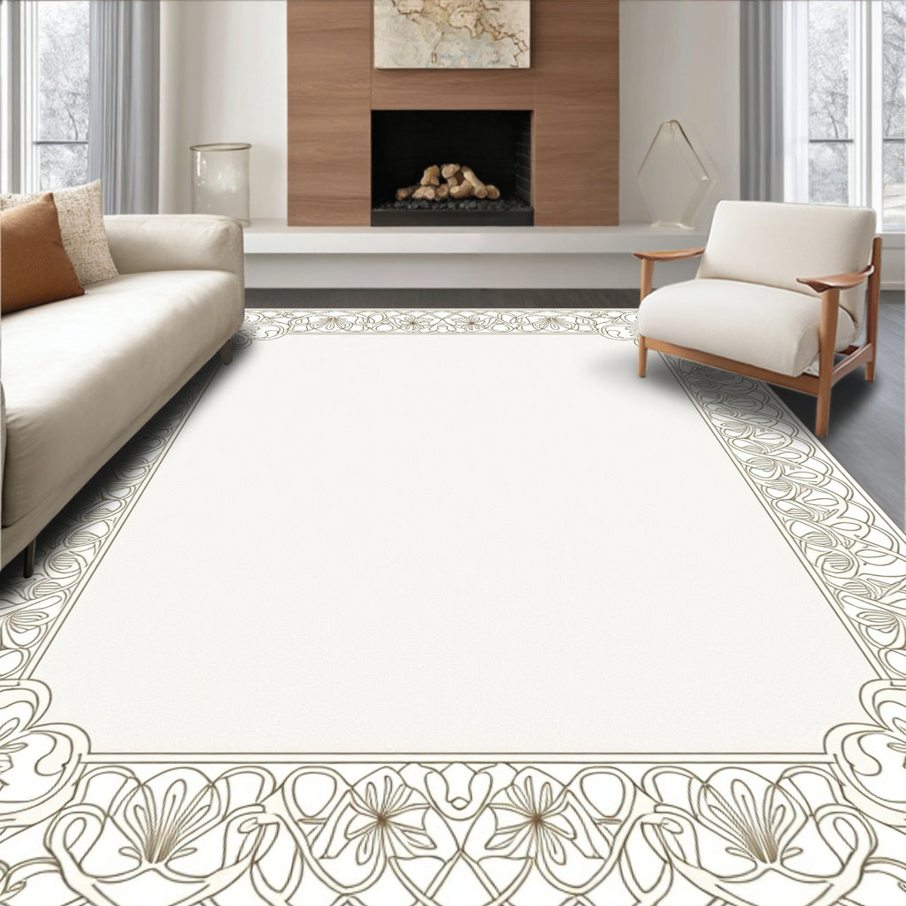 Art Nouveau Floral Scrollwork Outline Rug