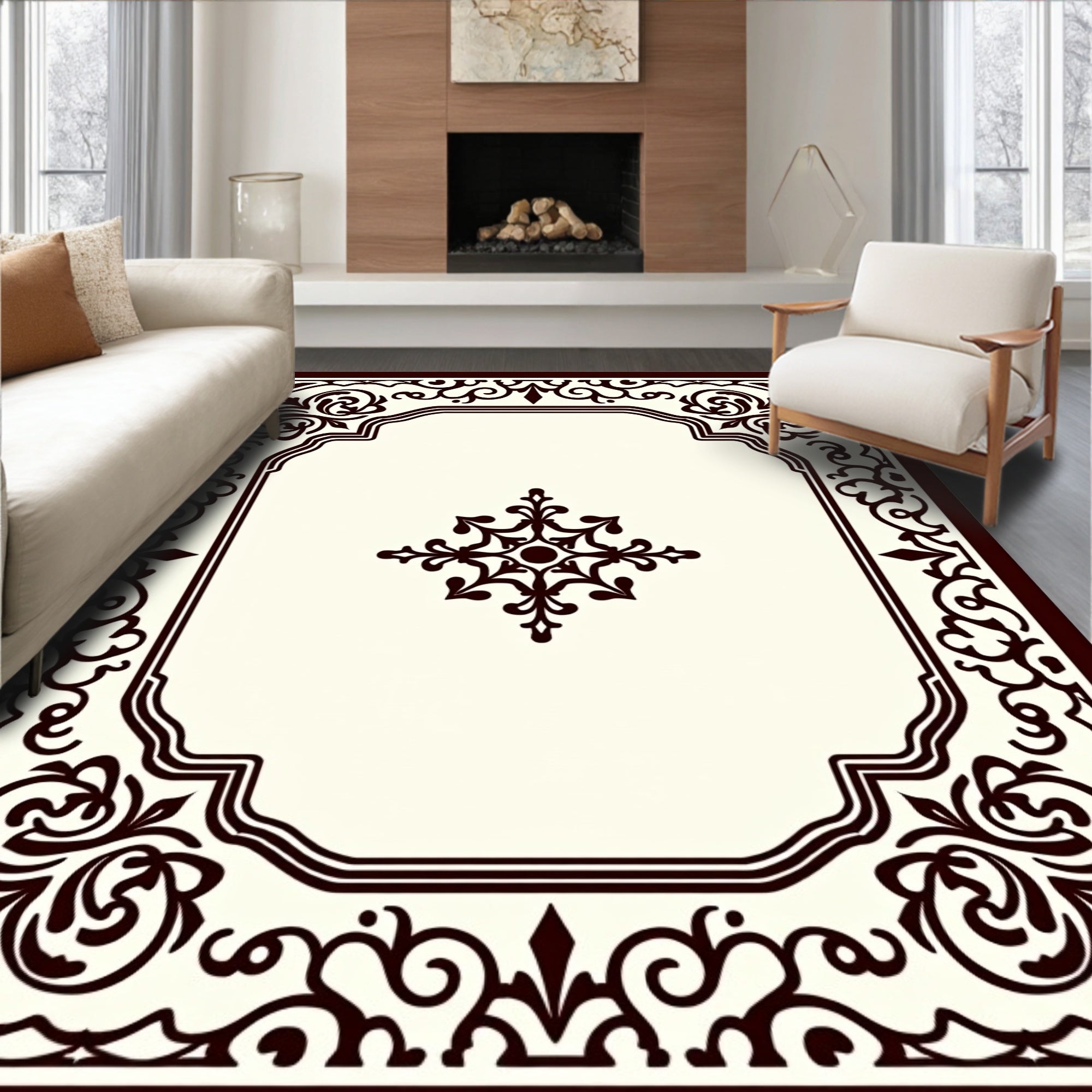 Classic Filigree Pattern Frame Rug