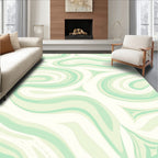 Flowing Swirls Green Cream Pattern Rug